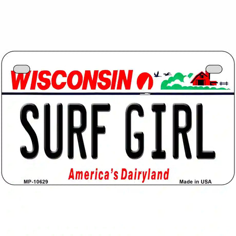 Surf Girl Wisconsin Metal Novelty License Plate 7" x 4" (MP)