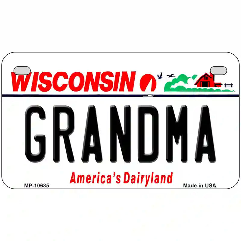 Grandma Wisconsin Metal Novelty License Plate 7" x 4" (MP)