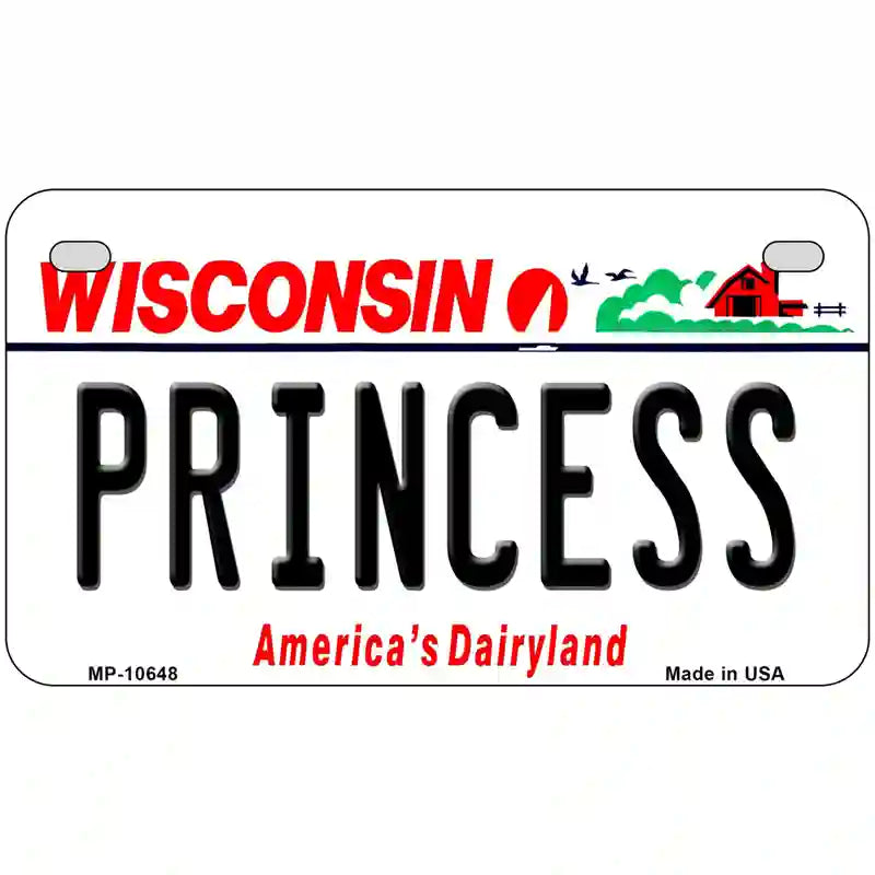 Princess Wisconsin Metal Novelty License Plate 7" x 4" (MP)