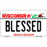 Blessed Wisconsin Metal Novelty License Plate 7" x 4" (MP)