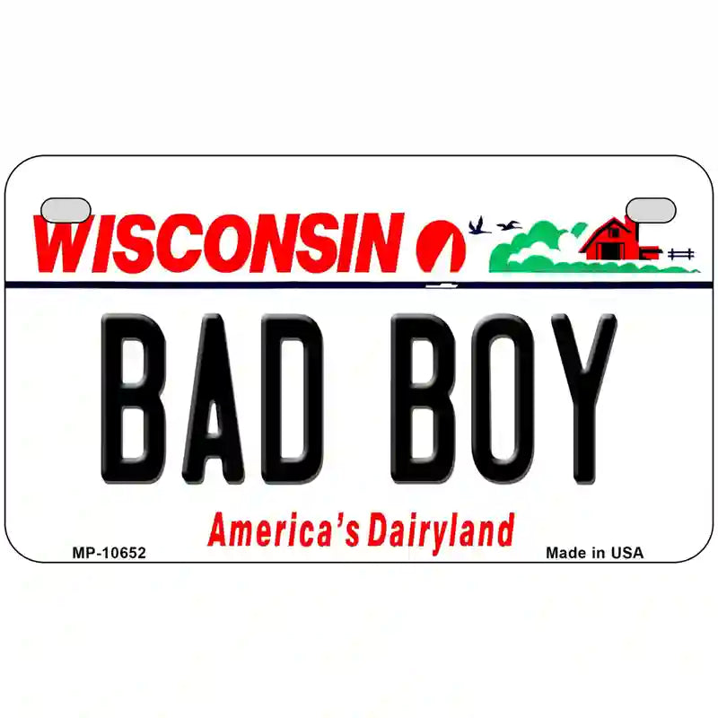 Bad Boy Wisconsin Metal Novelty License Plate 7" x 4" (MP)