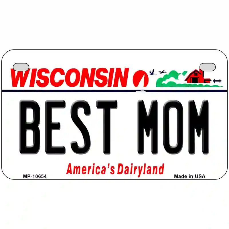 Best Mom Wisconsin Metal Novelty License Plate 7" x 4" (MP)