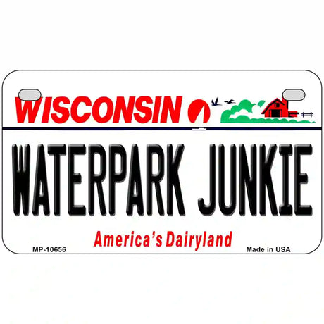 Waterpark Junkie Wisconsin Metal Novelty License Plate 7" x 4" (MP)