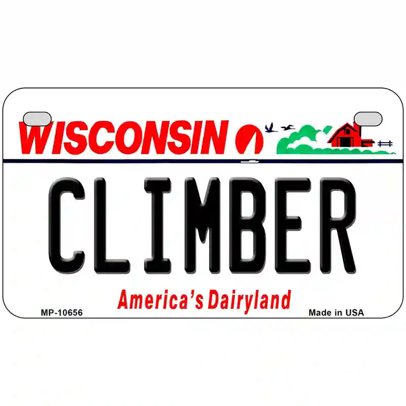 Climber Wisconsin Metal Novelty License Plate 7" x 4" (MP)