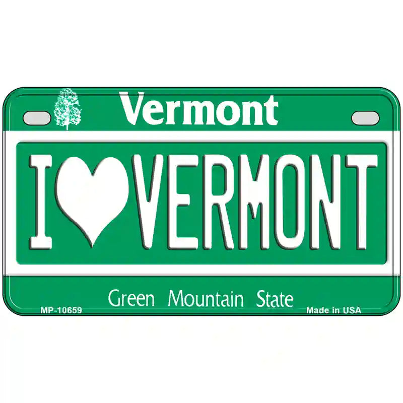 I Love Vermont Metal Novelty License Plate 7" x 4" (MP)