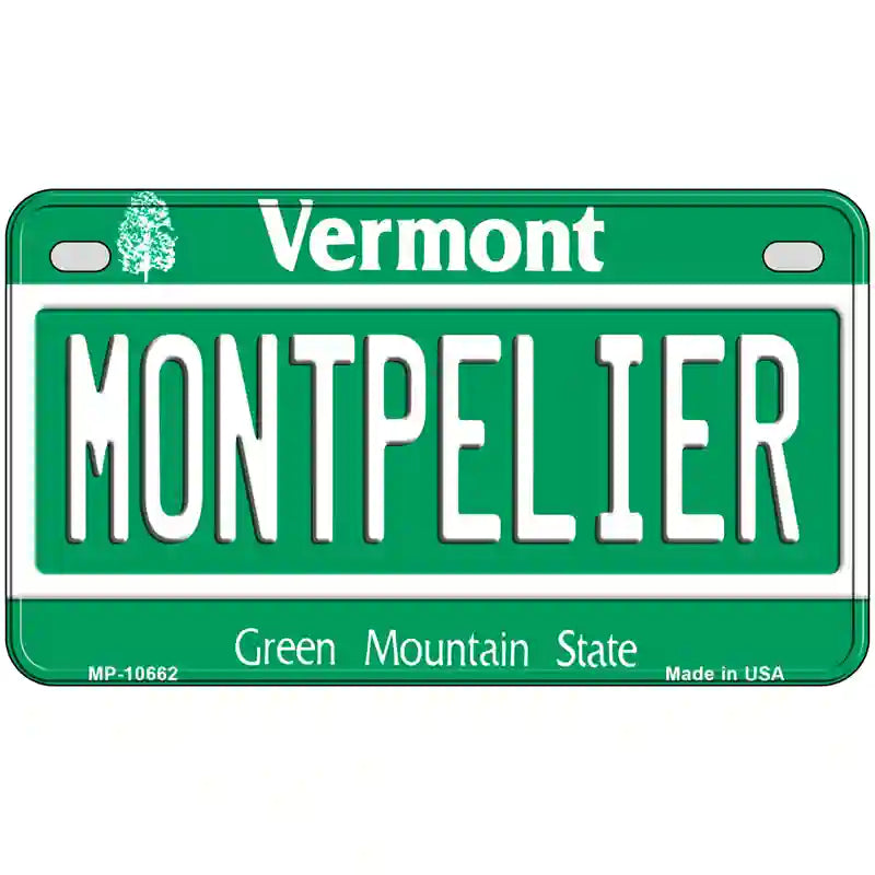 Montpelier Vermont Metal Novelty License Plate 7" x 4" (MP)