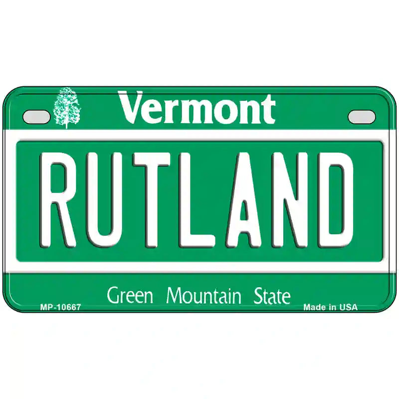 Rutland Vermont Metal Novelty License Plate 7" x 4" (MP)