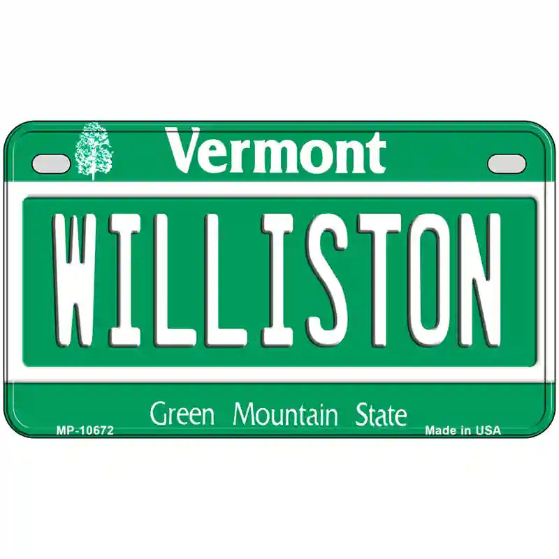 Williston Vermont Metal Novelty License Plate 7" x 4" (MP)