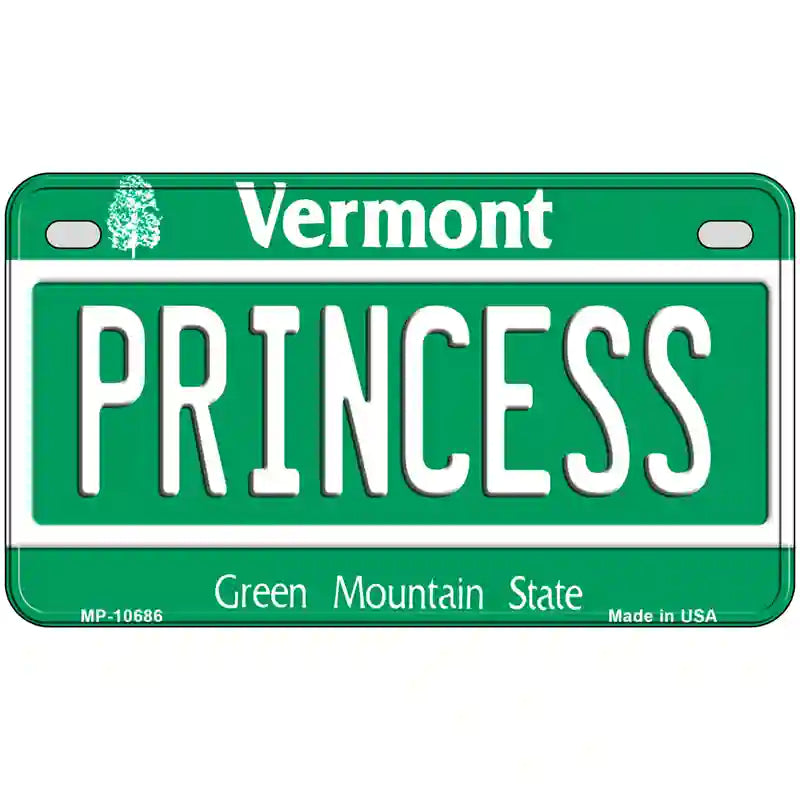 Princess Vermont Metal Novelty License Plate