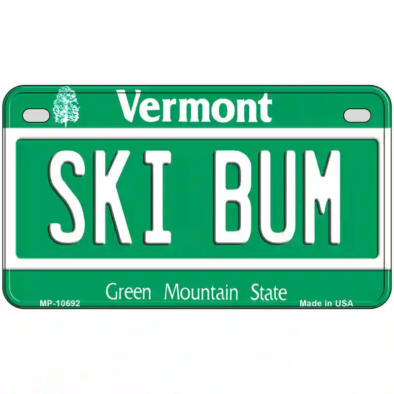 Ski Bum Vermont Metal Novelty License Plate 7" x 4" (MP)