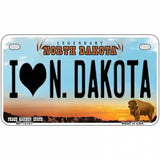 I Love North Dakota Metal Novelty License Plate 7" x 4" (MP)