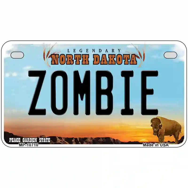 Zombie North Dakota Metal Novelty License Plate 7" x 4" (MP)