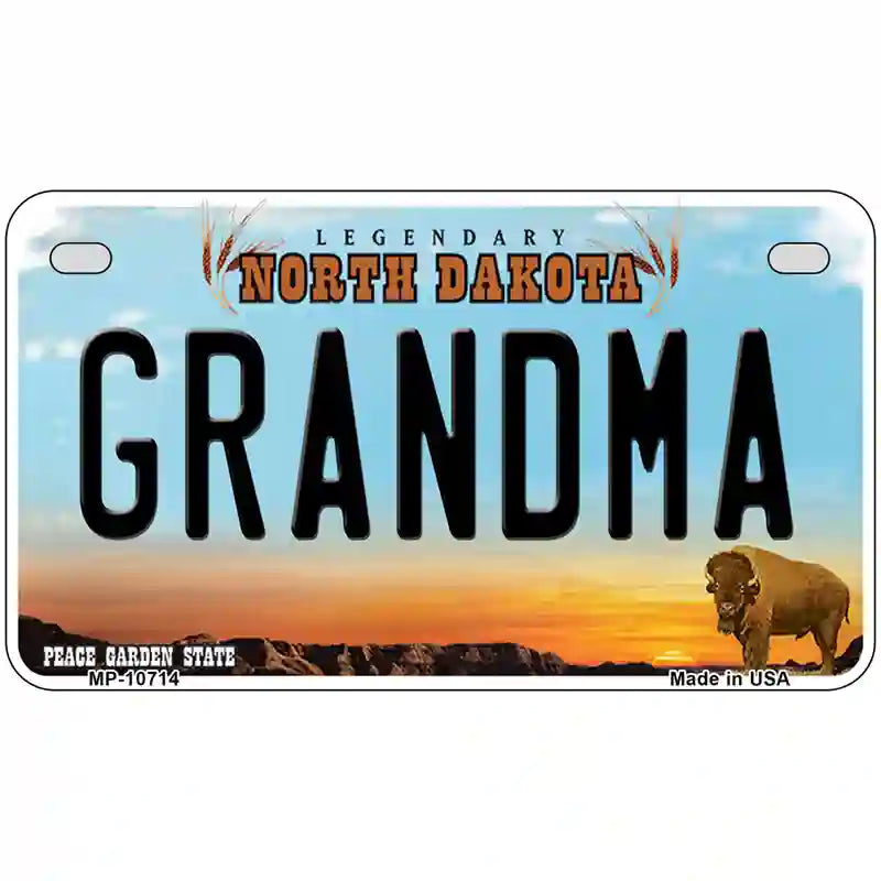 Grandma North Dakota Metal Novelty License Plate 7" x 4" (MP)