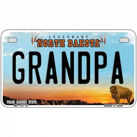 Grandpa North Dakota Metal Novelty License Plate 7" x 4" (MP)