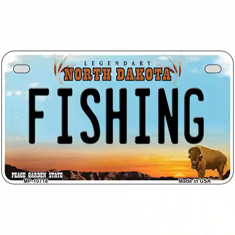 Fishing North Dakota Metal Novelty License Plate 7" x 4" (MP)