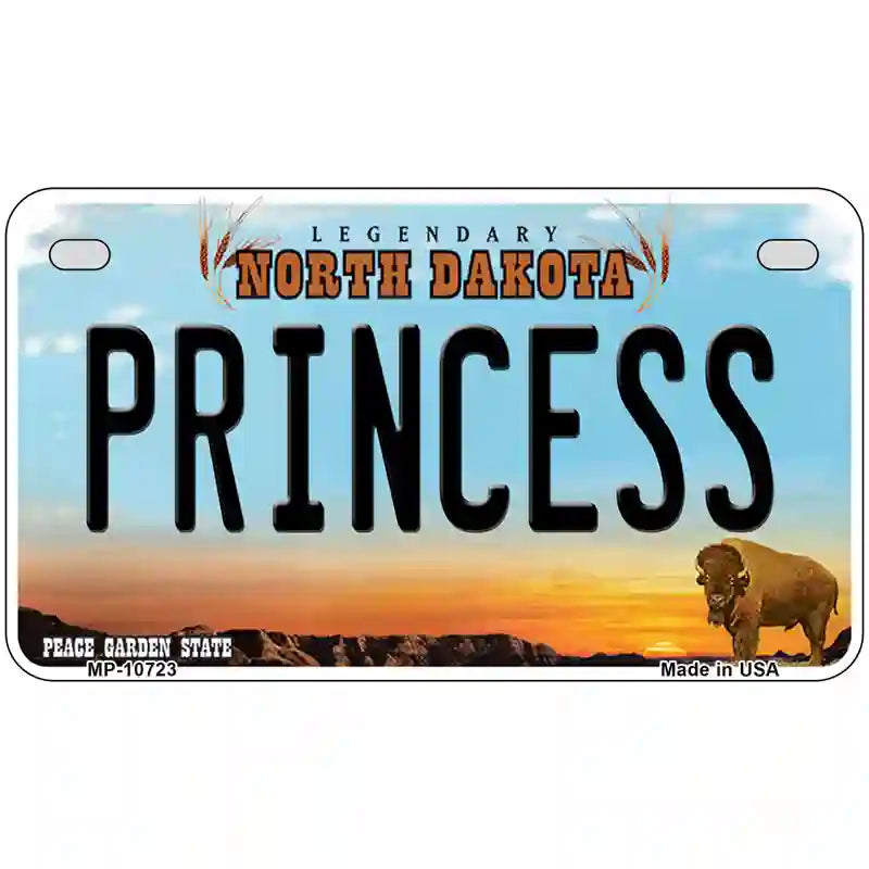 Princess North Dakota Metal Novelty License Plate 7" x 4" (MP)