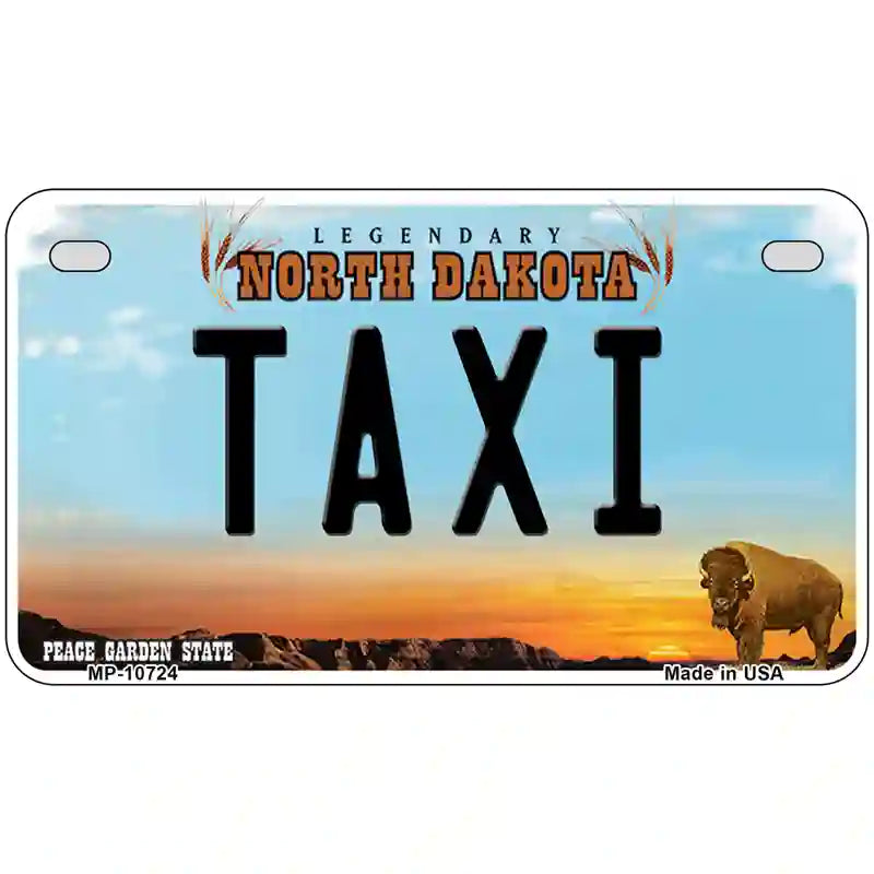 Taxi North Dakota Metal Novelty License Plate 7" x 4" (MP)