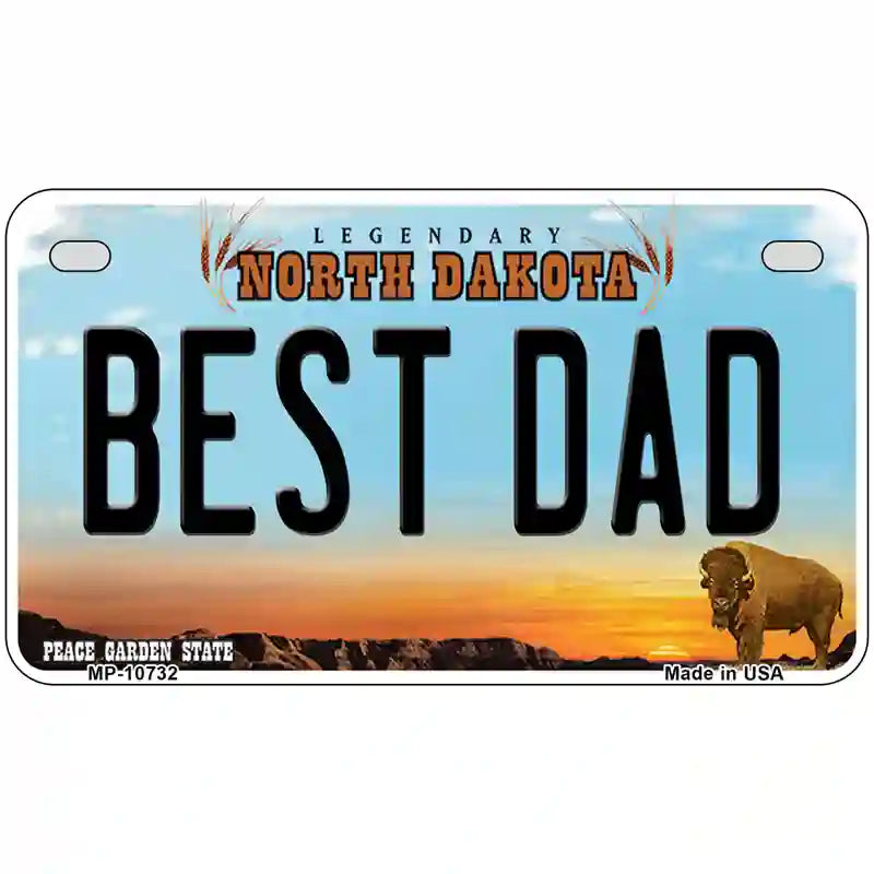 Best Dad North Dakota Metal Novelty License Plate 7" x 4" (MP)