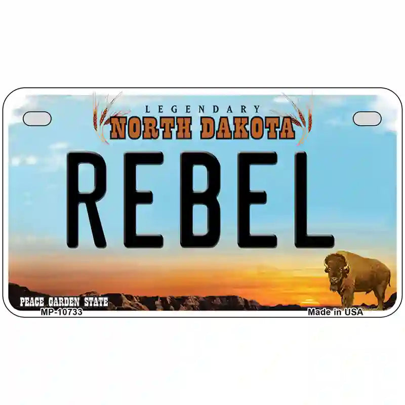 Rebel North Dakota Metal Novelty License Plate 7" x 4" (MP)