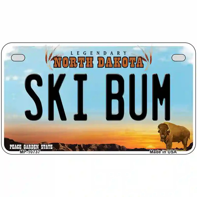 Ski Bum North Dakota Metal Novelty License Plate 7" x 4" (MP)