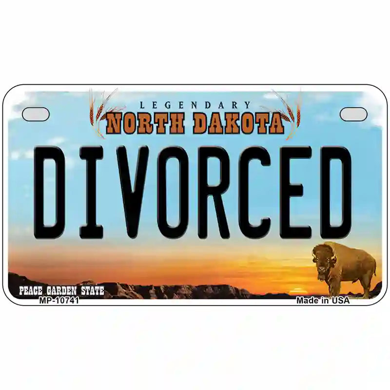 Divorced North Dakota Metal Novelty License Plate 7" x 4" (MP)