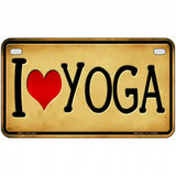 I Love Yoga Yellow Novelty Metal License Plate 7" x 4" (MP)