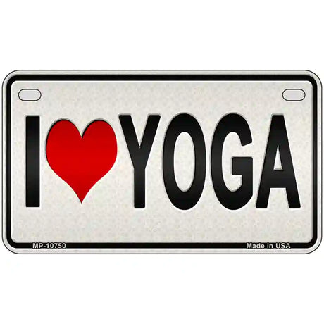 I Love Yoga Silver Novelty Metal License Plate 7" x 4" (MP)