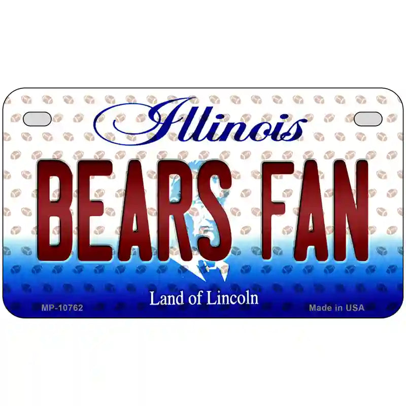 Bears Fan Illinois Novelty Metal License Plate 7" x 4" (MP)