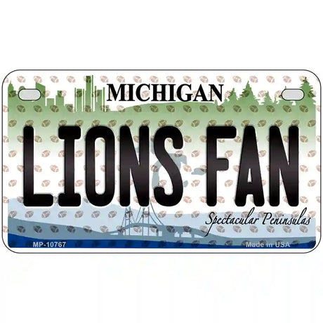 Lions Fan Michigan Novelty Metal License Plate 7" x 4" (MP)