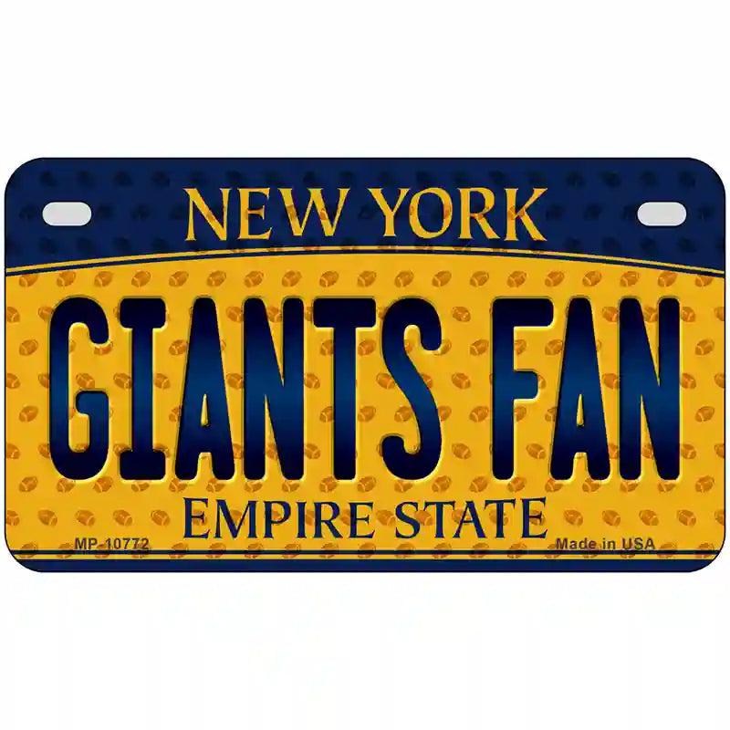 Giants Fan New York Novelty Metal License Plate 7" x 4" (MP)