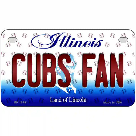 Cubs Fan Illinois Novelty Metal License Plate 7" x 4" (MP)