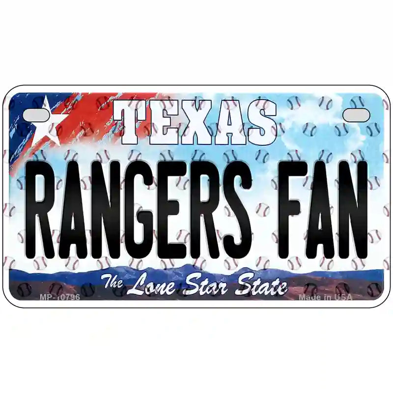 Rangers Fan Texas Novelty Metal License Plate 7" x 4" (MP)