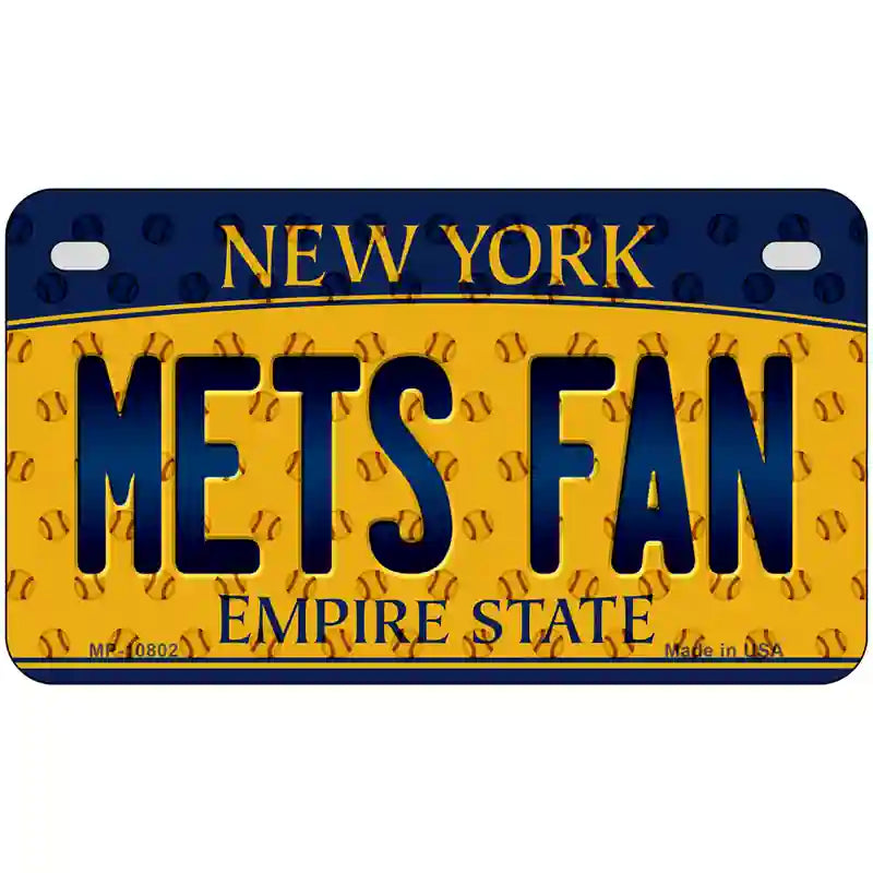 Mets Fan New York Novelty Metal License Plate 7" x 4" (MP)