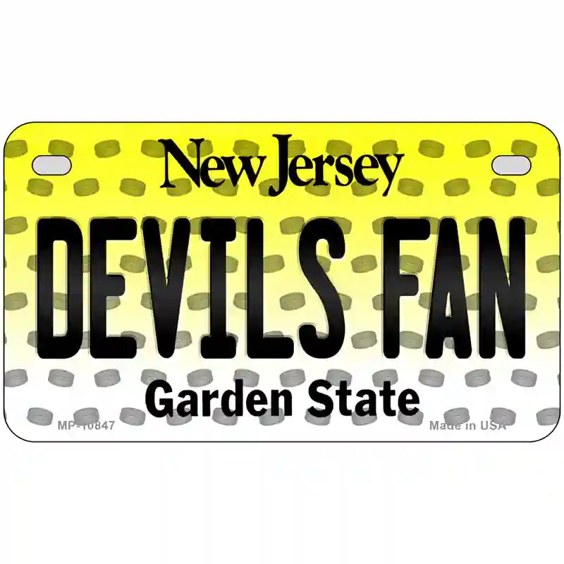 Devils Fan New Jersey Novelty Metal License Plate 7" x 4" (MP)