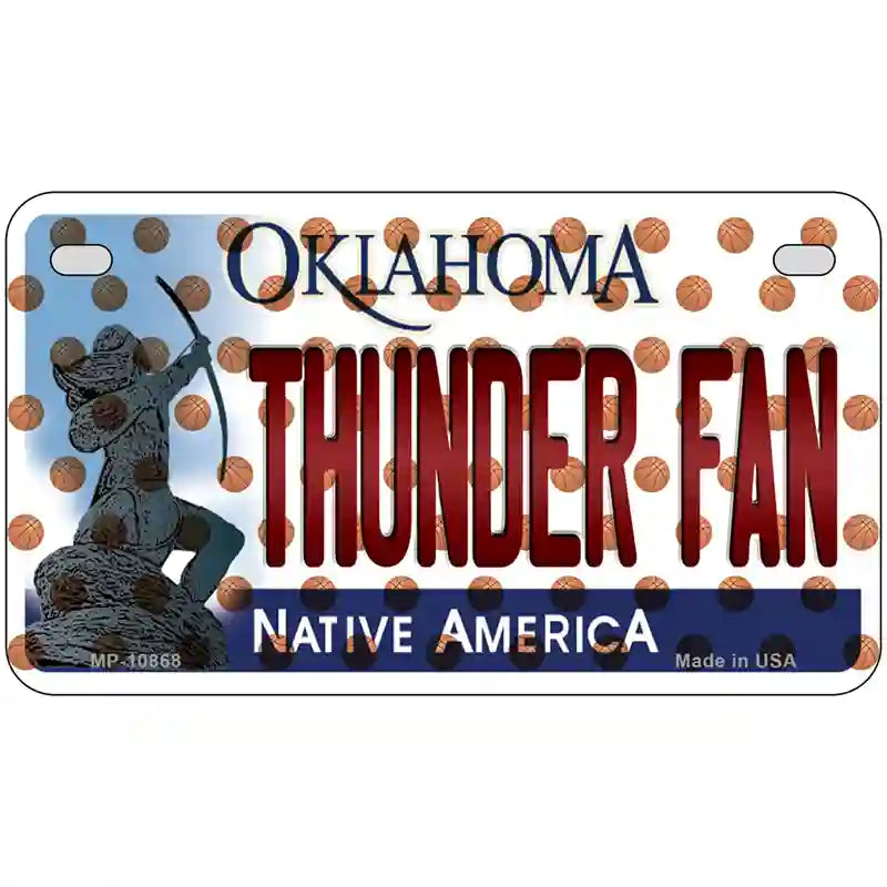 Thunder Fan Oklahoma Novelty Metal License Plate 7" x 4" (MP)