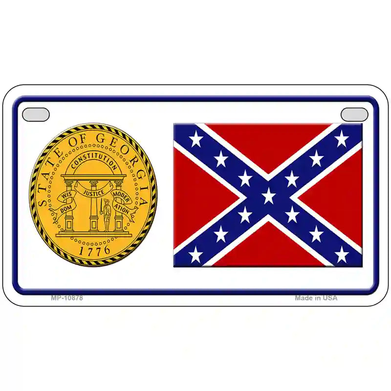 Confederate Flag Georgia Seal Novelty Metal License Plate 7" x 4" (MP)