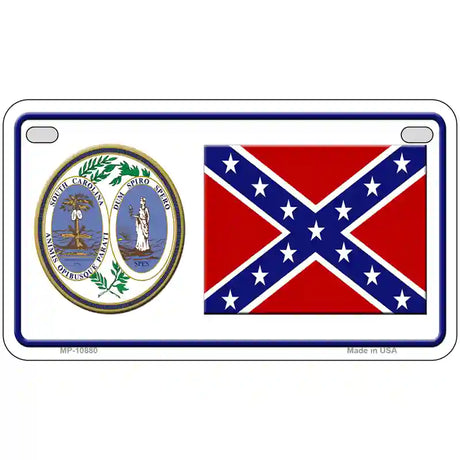 Confederate Flag South Carolina Seal Novelty Metal License Plate 7" x 4" (MP)