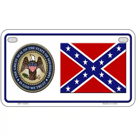 Confederate Flag Mississippi Seal Novelty Metal License Plate 7" x 4" (MP)