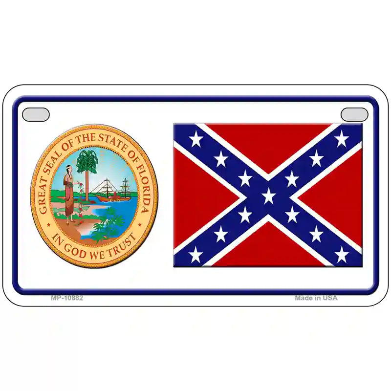 Confederate Flag Florida Seal Novelty Metal License Plate 7" x 4" (MP)