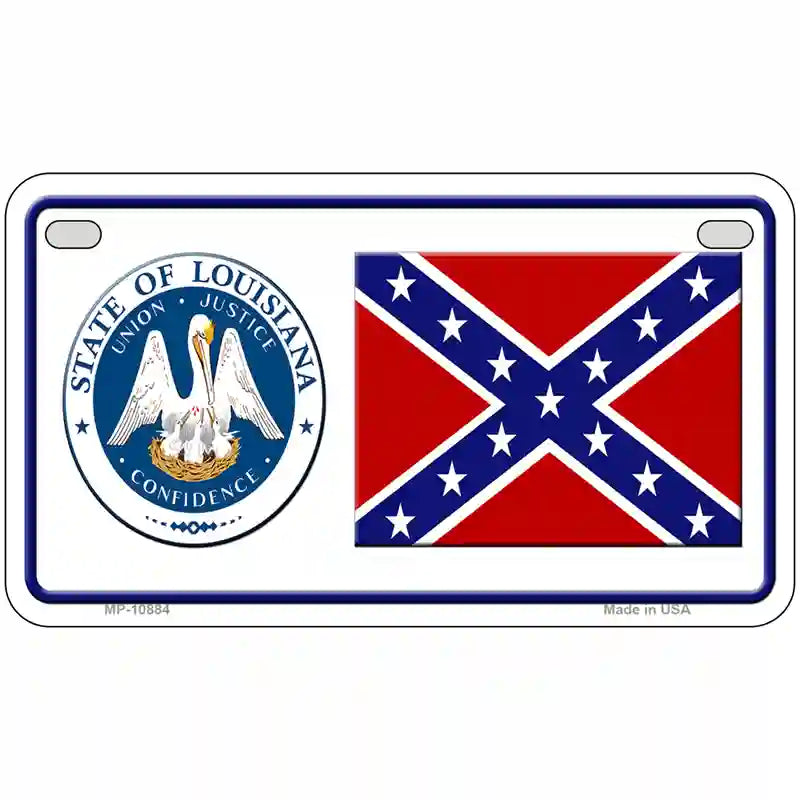 Confederate Flag Louisiana Seal Novelty Metal License Plate 7" x 4" (MP)