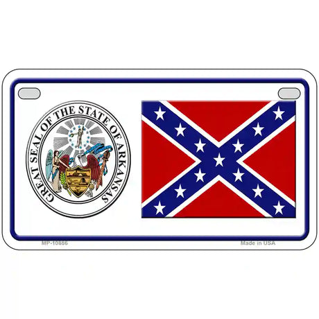 Confederate Flag Arkansas Seal Novelty Metal License Plate 7" x 4" (MP)