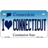 I Love Connecticut Metal Novelty License Plate 7" x 4" (MP)