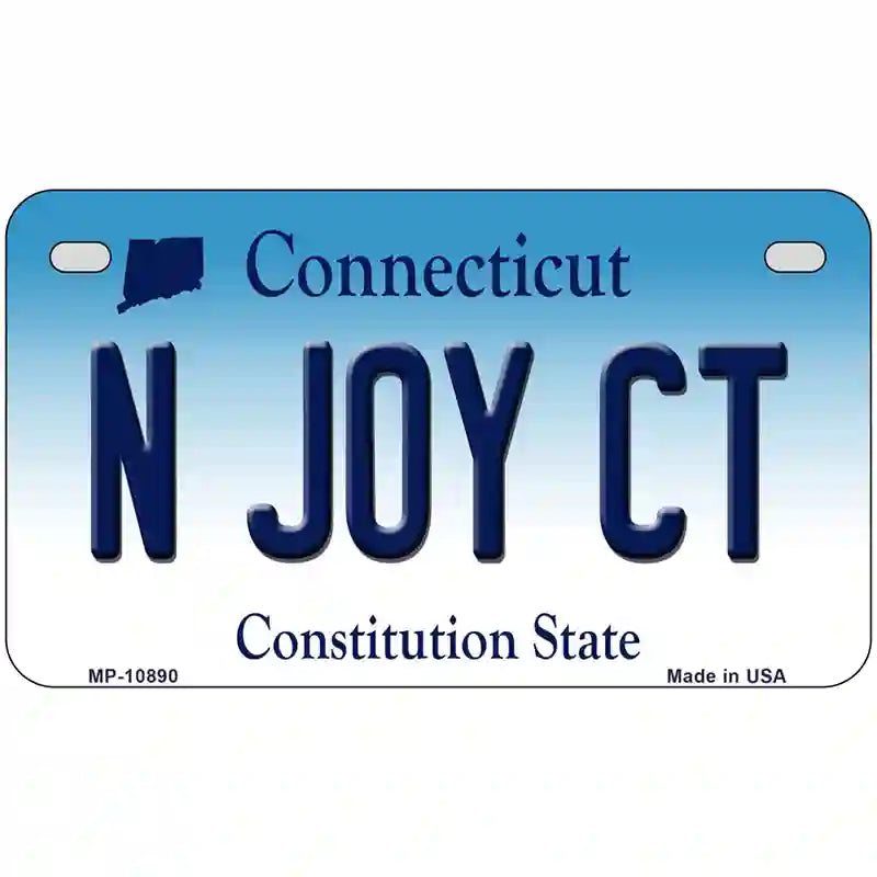 N Joy CT Connecticut Metal Novelty License Plate 7" x 4" (MP)