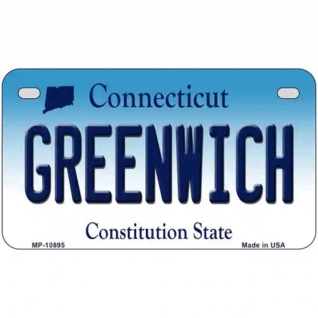 Greenwich Connecticut Metal Novelty License Plate 7" x 4" (MP)