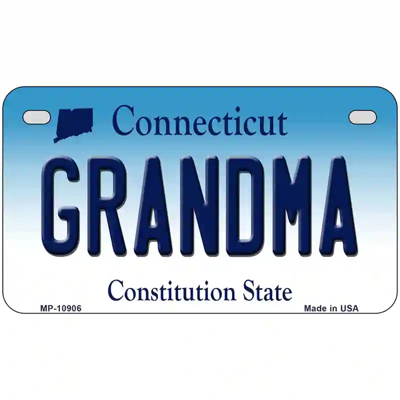 Grandma Connecticut Metal Novelty License Plate 7" x 4" (MP)