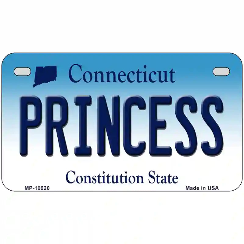 Princess Connecticut Metal Novelty License Plate 7" x 4" (MP)