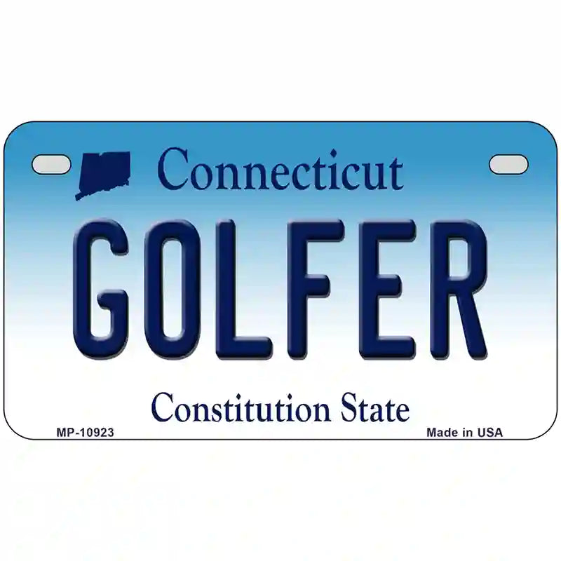 Golfer Connecticut Metal Novelty License Plate 7" x 4" (MP)