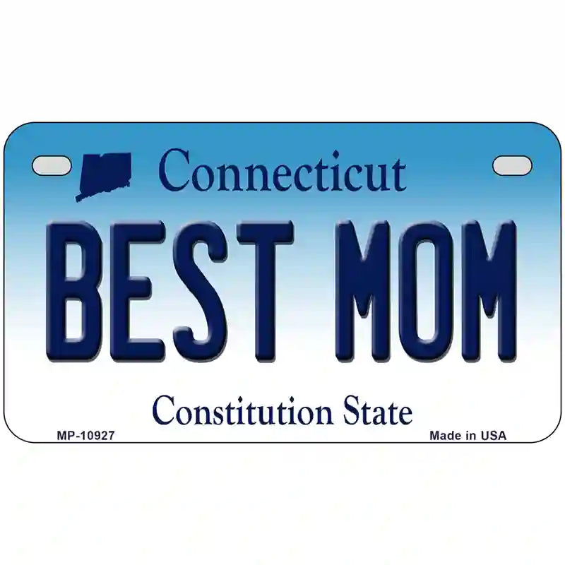 Best Mom Connecticut Metal Novelty License Plate 7" x 4" (MP)