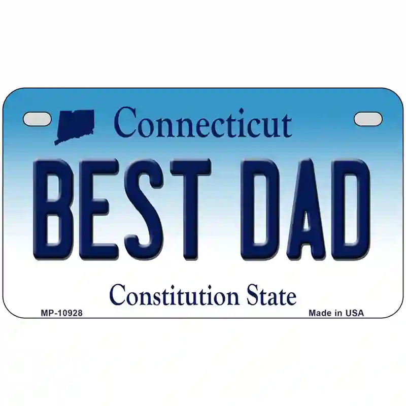 Best Dad Connecticut Metal Novelty License Plate 7" x 4" (MP)