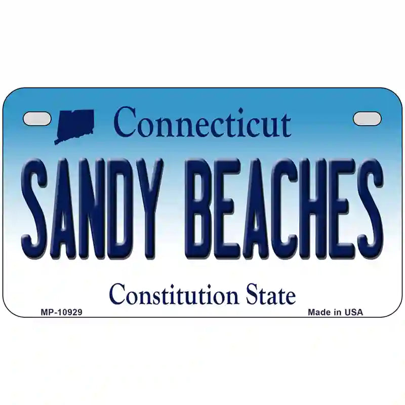 Sandy Beaches Connecticut Metal Novelty License Plate 7" x 4" (MP)